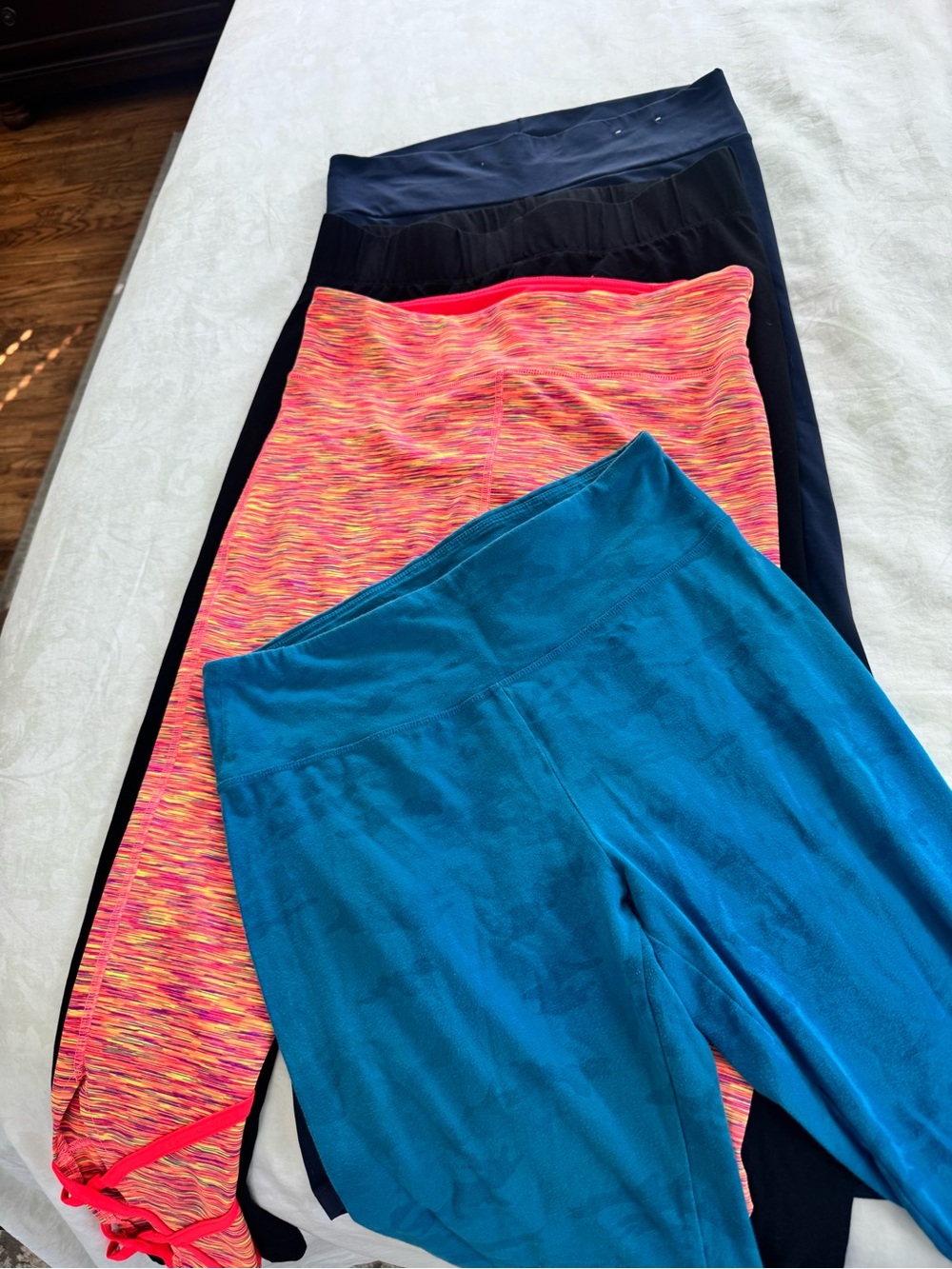 Lot of Women's Leggings — Teal, Navy, Pink Multi & Black